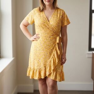 Lot 2 Naggoo Strapless Dresses - Fuchsia (M) and Floral Yellow (XL)